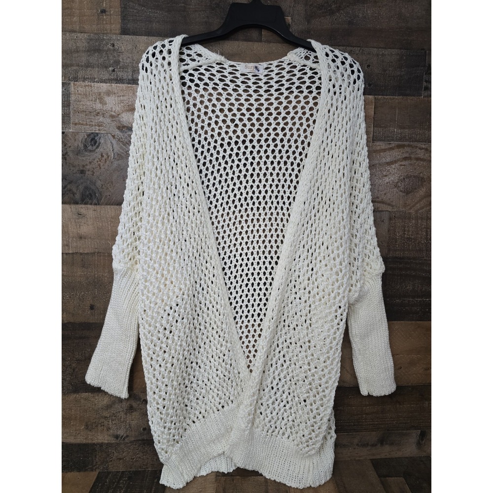 Suzy D London Crochet Knit Cardigan Women Small Boho Chic Cottagecore Italy